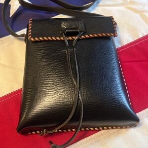 Leather Crossbody  Black Handcrafted Bag